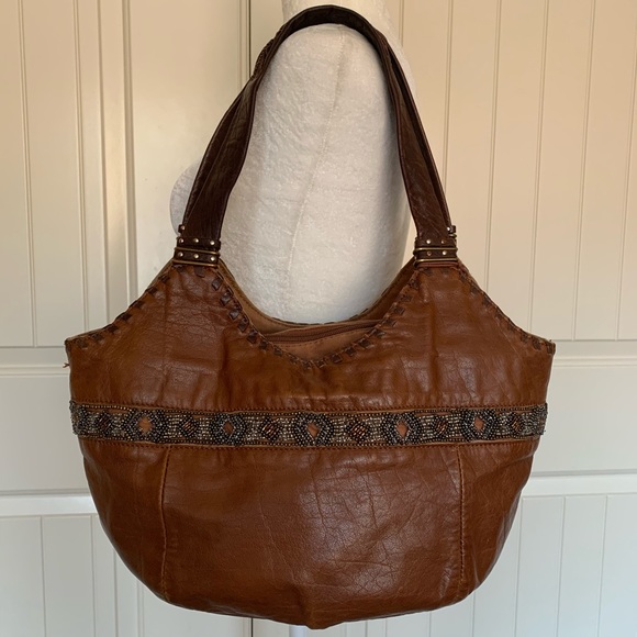The Sak Handbags - Boho Brown Leather Shoulder Hobo Bag by The Sak